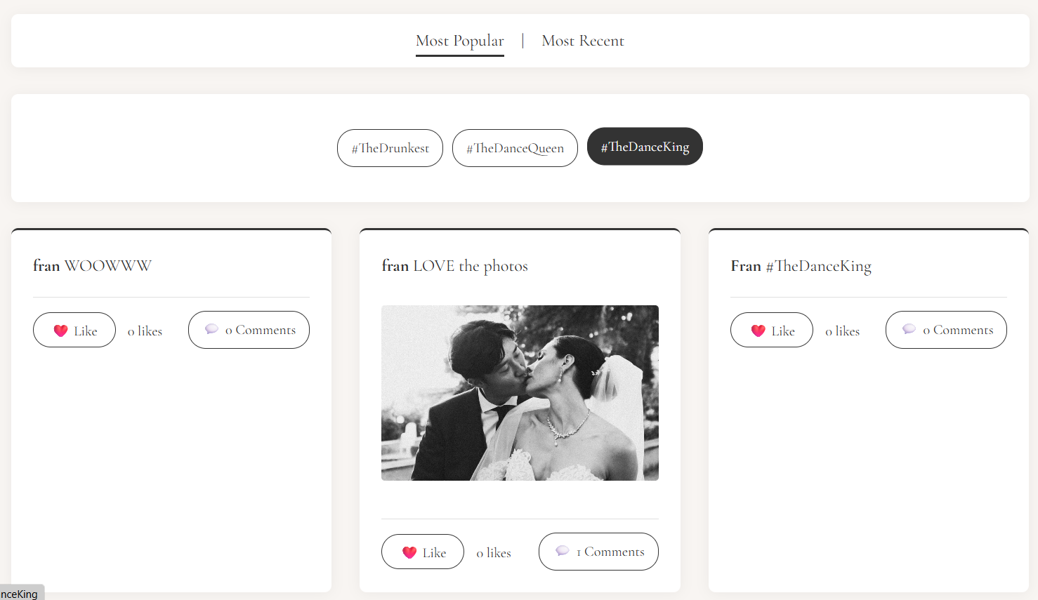 Wedding nominations