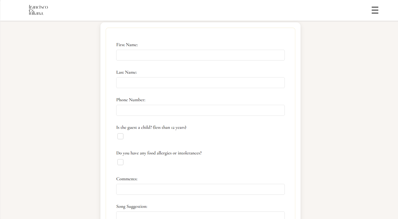 RSVP Form example