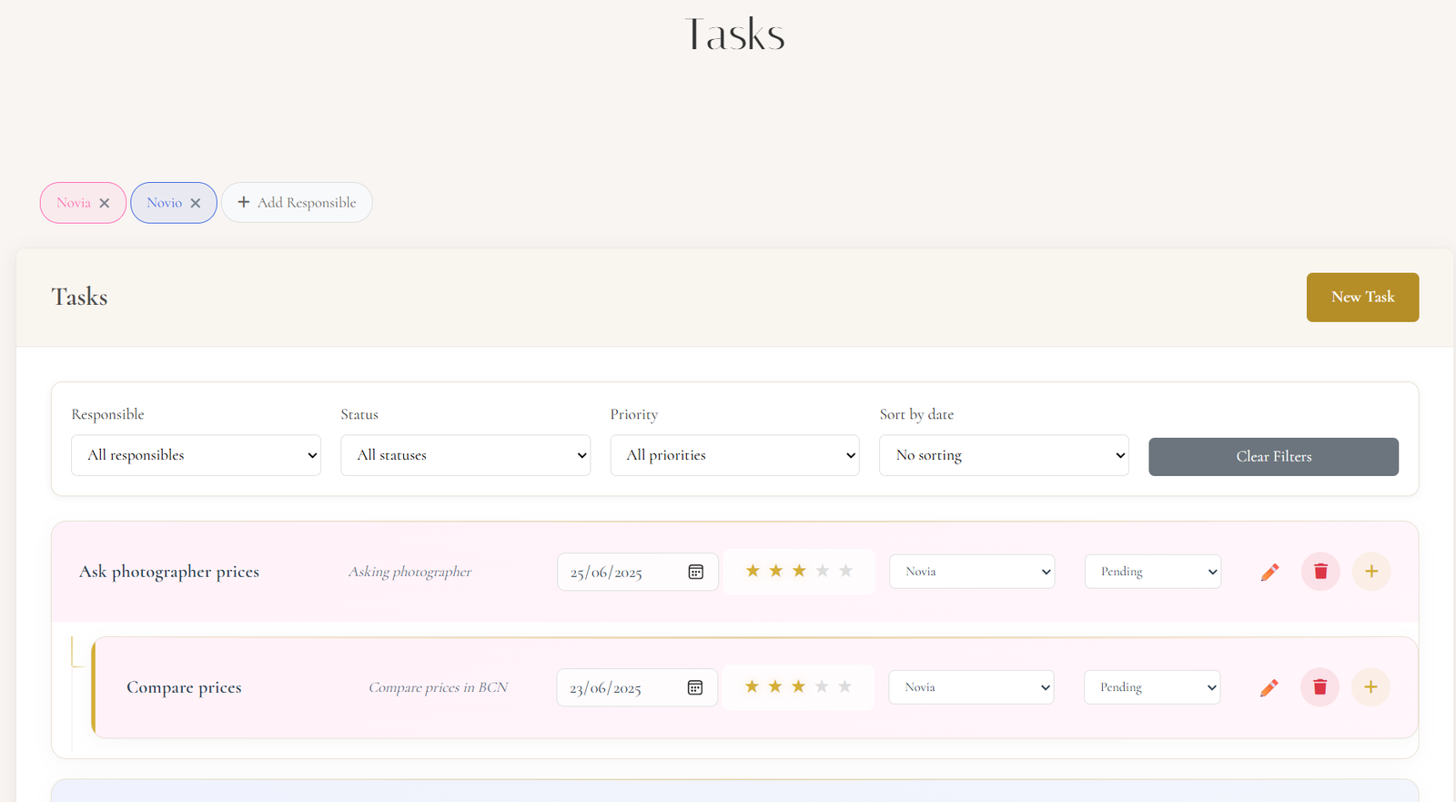 Tasks example